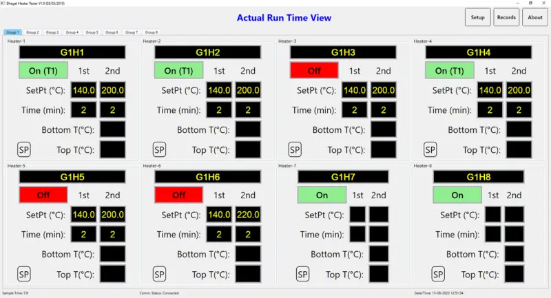 Equipment test screen 1