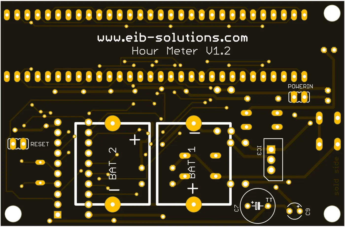 Hour meter PCB rear
