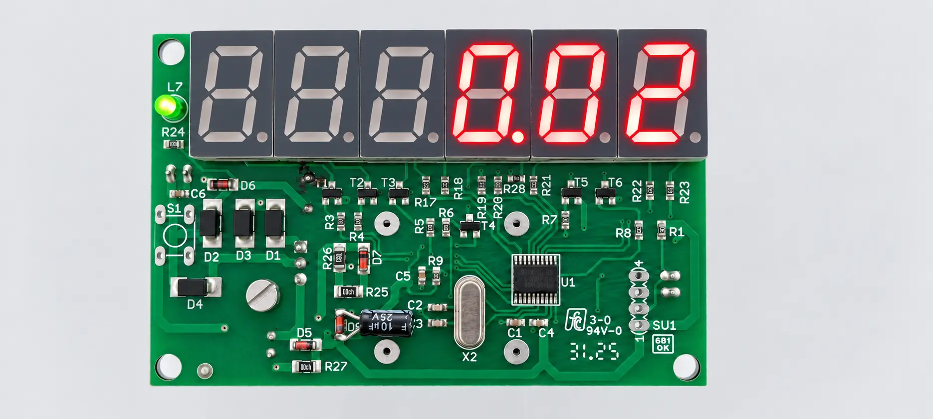 Front display and control PCB of the Industrial Hour Meter